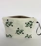 Linen Makeup Bag Mediterranean Olives Print; Hand printed Clutch Bag - Image 5