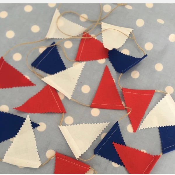 Red,white, blue  tiny mini bunting in Fabrics 