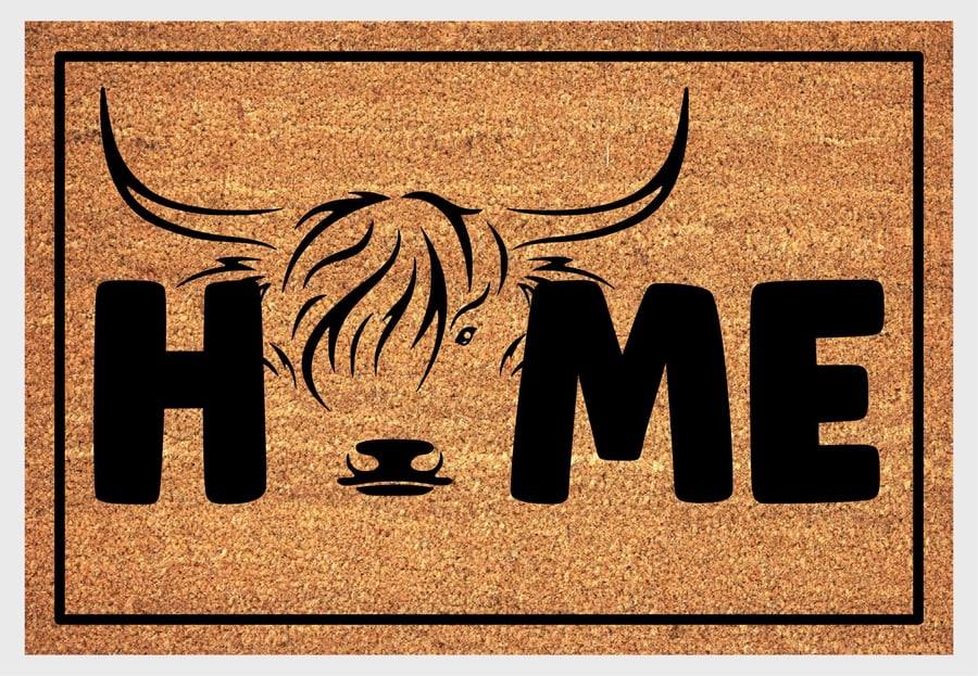 Highland Cow Home Door Mat No.1 - Highland Cow Welcome Mat - 3 Sizes