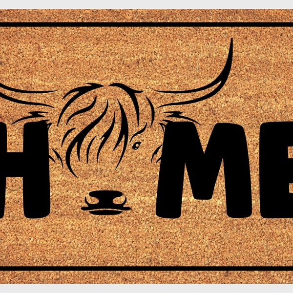 Highland Cow Home Door Mat No.1 - Highland Cow Welcome Mat - 3 Sizes