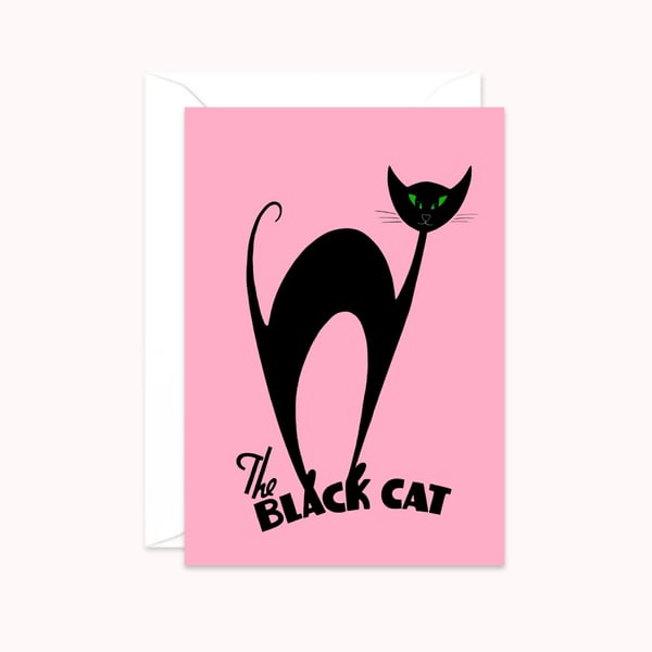 Atomic Black Cat Greeting Card: Good Luck Card (107)