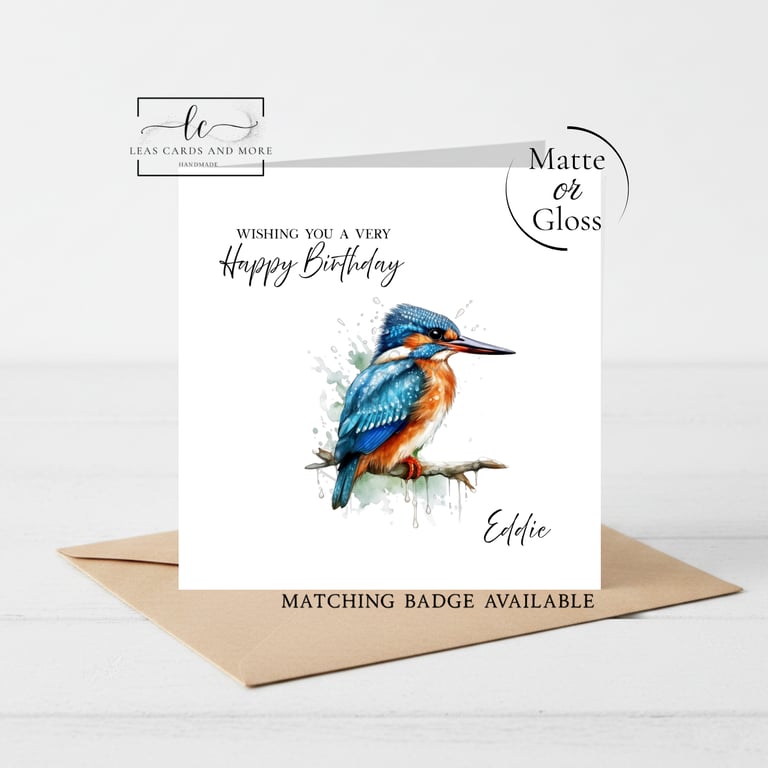 King Fisher Bird Happy Birthday Card