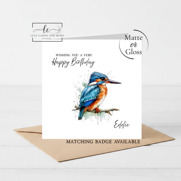 King Fisher Bird Happy Birthday Card