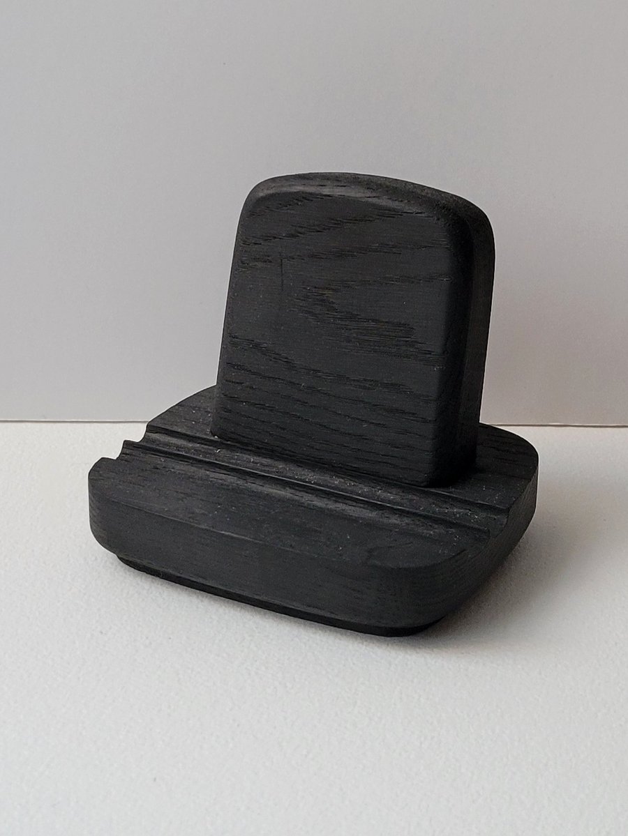 Phone Stand - Ebonised Oak Black Desk Study Home Office