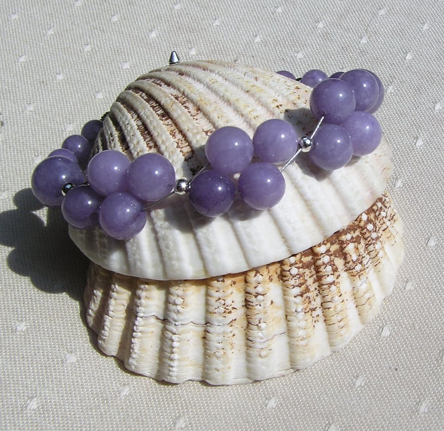 Purple Angelite Gemstone Crystal Beaded Bracelet "Harmony"