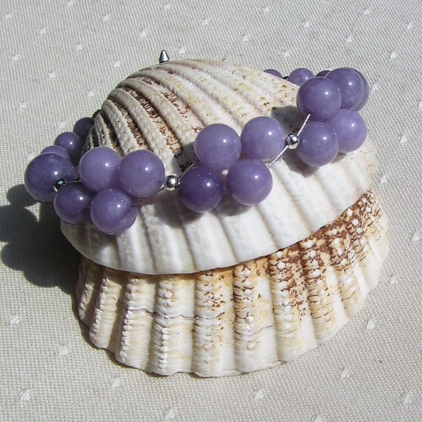 Purple Angelite Gemstone Crystal Beaded Bracelet "Harmony"