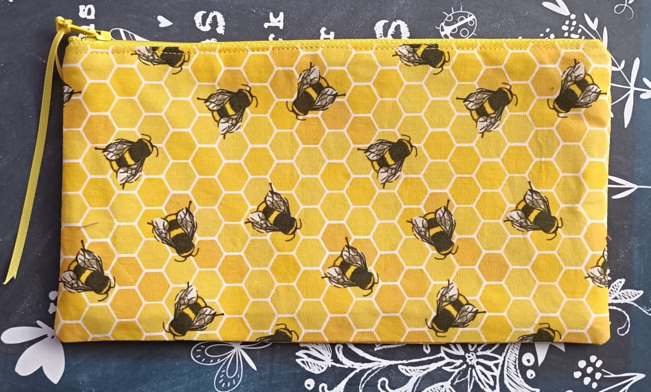 Honey Bee And Honeycomb Make Up Or Pencil Case. Free Delivery