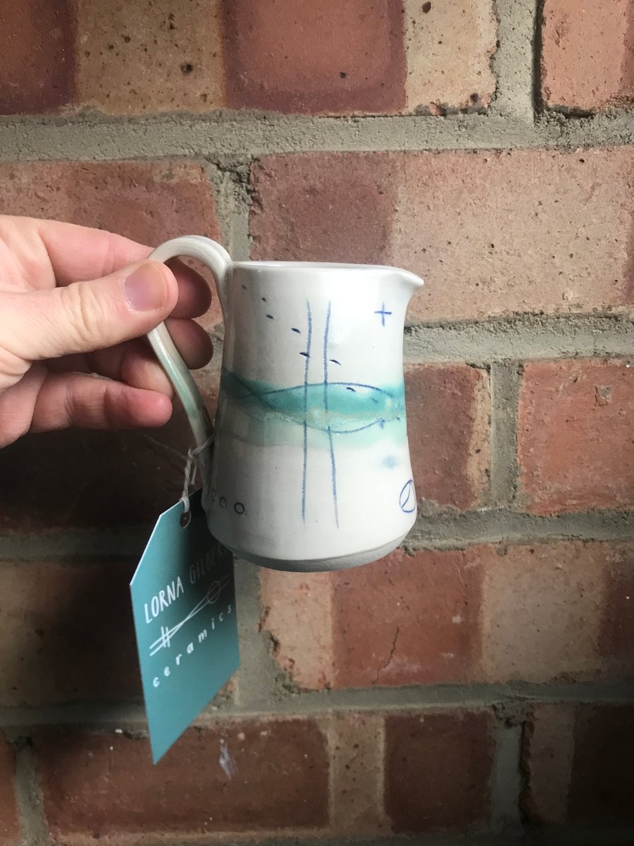 Seascape ceramic jug - whites, turquoise and greens