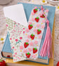 Strawberry Acrylic Bookmark – Handmade Fruit Bookmark with Pink Tassel