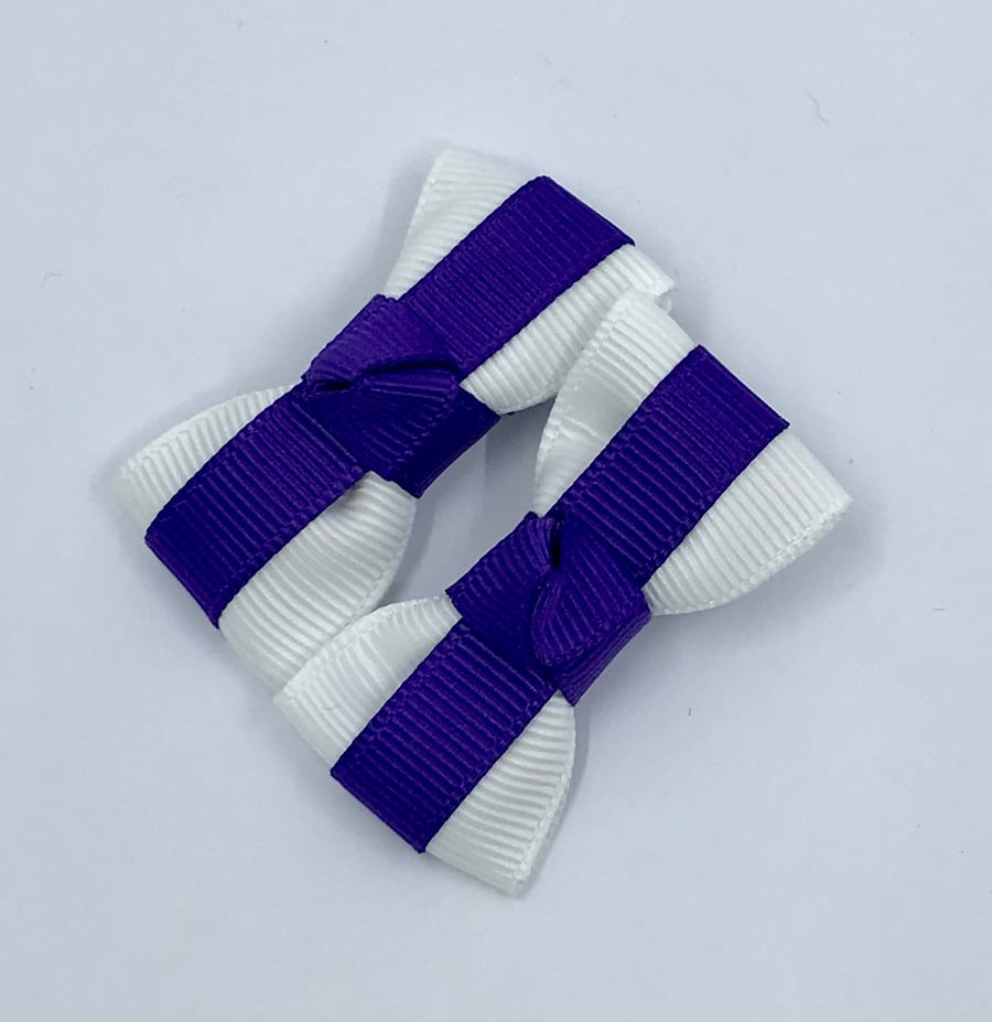 Itty Bitty Purple and White on Clips (pair)