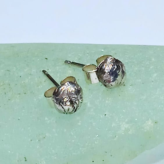 Handmade Water Cast Sterling Silver Stud Earrings (ERSSSTRT1) - UK Free Post