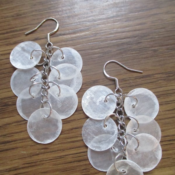 Whoa Charming Real Natural White Shell Elegant Dandelion Earrings