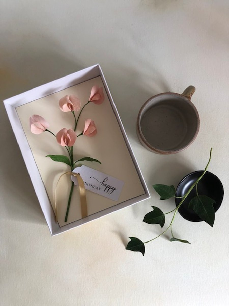 Paper flower gift box - peach sweet pea