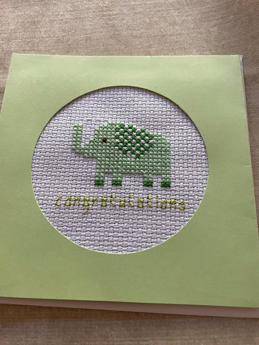 Cross stitched congratulations new baby card , new baby card