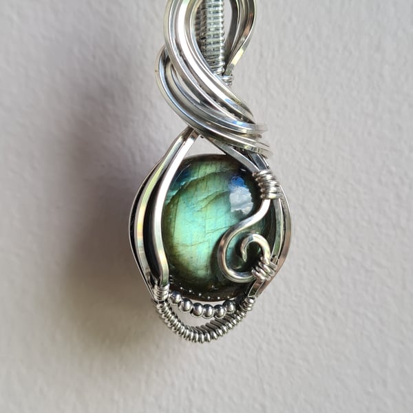 Handmade 925 Silver & Natural Labradorite Necklace Pendant Gift Boxed Jewellery