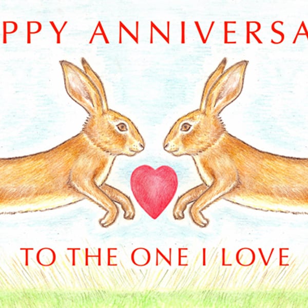 Hare Nose to Nose -  Anniversary Card