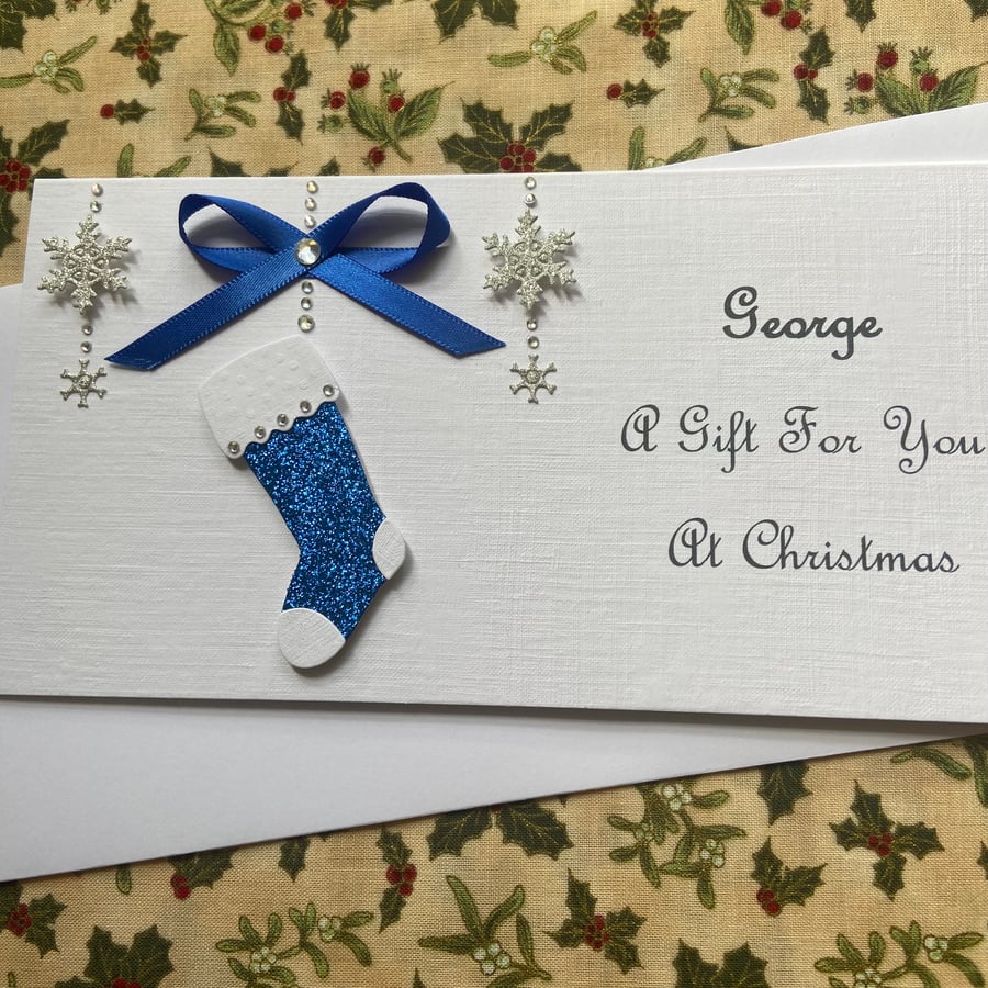 Personalised Christmas Gift Voucher Money Wallet Any Name and Greeting