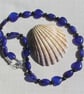 Blue Jade Heart & Blue Goldstone Gemstone Statement Beaded Necklace