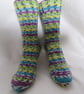 Hand-cranked Knitted Ribbed Wool Socks Size 6 to 7 - Image 1