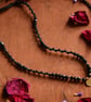 Macrame choker necklace with tourmaline and brass coin.