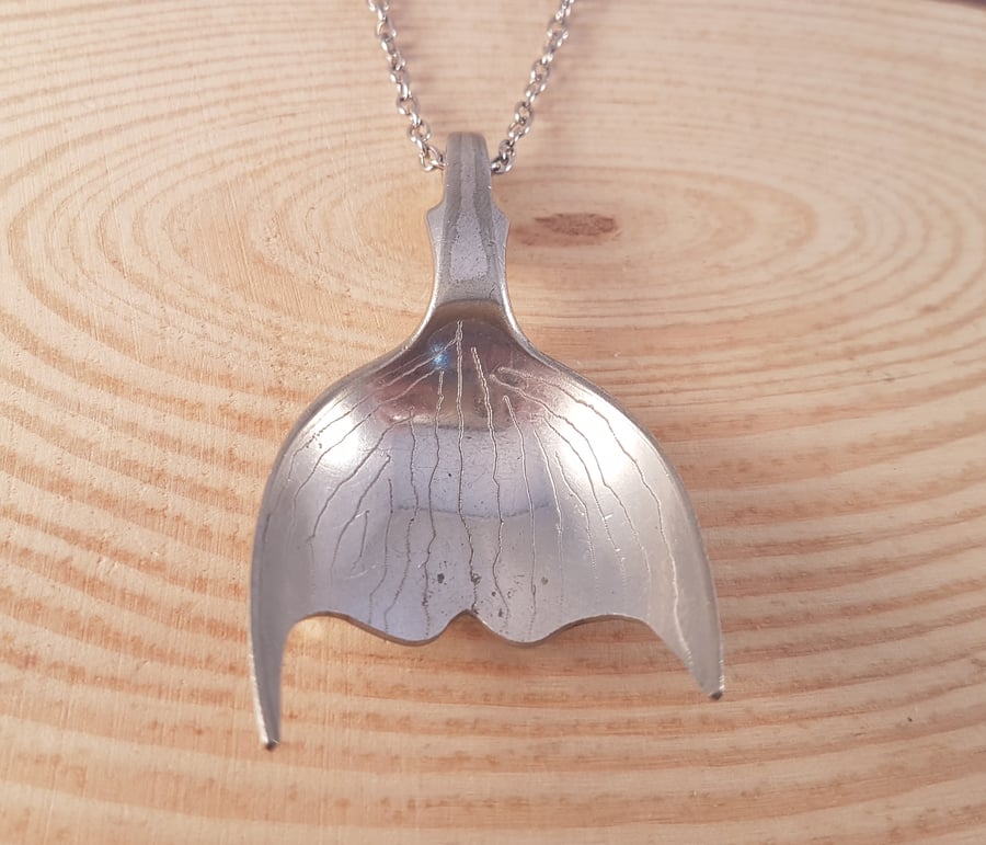 Silver Plated Upcycled Large Mermaid Spoon Necklace SPN051703