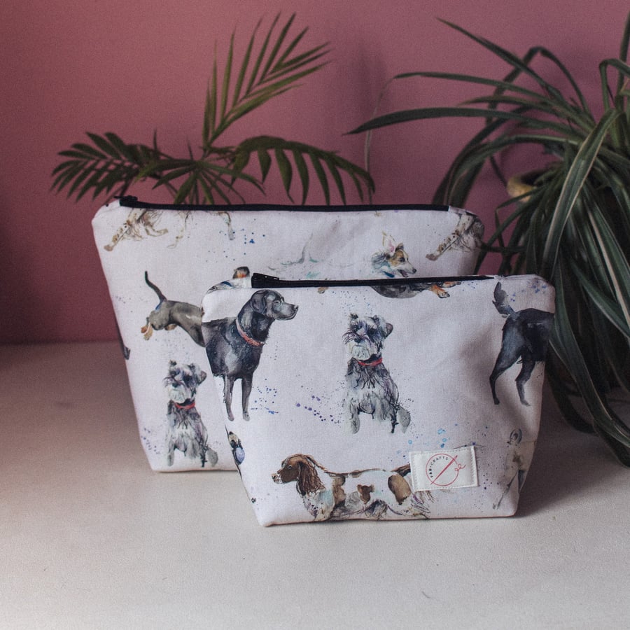 Dashing Dogs Print Wash Bag and Make-up Bag