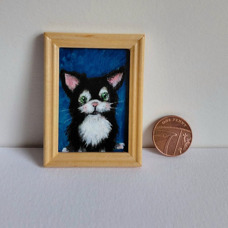 Cheeky Cat Miniature Original Oil Painting