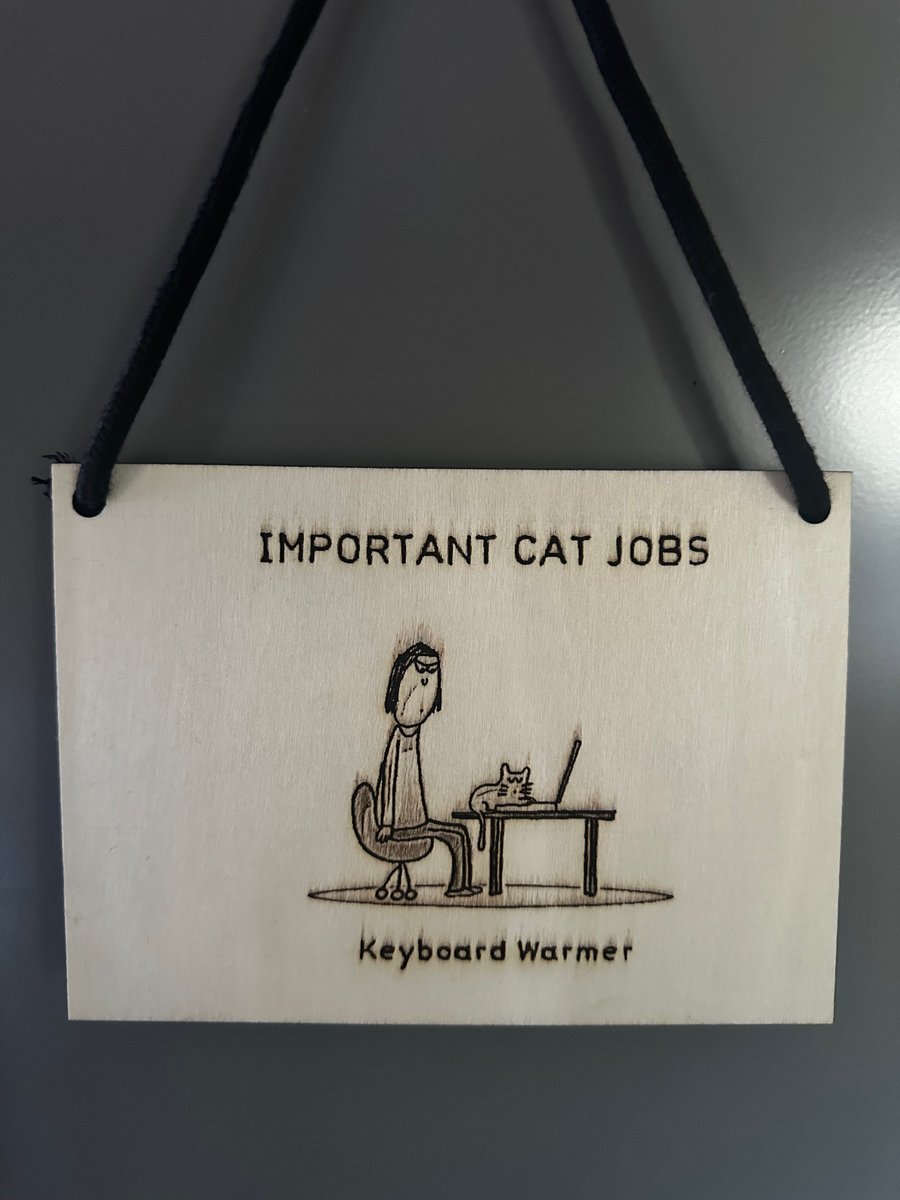 Cat Jobs Laser Etched Sign: Keyboard Warmer