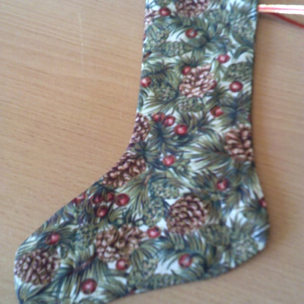 Fir Tree and Cones with Berries 7.5 inch Stocking
