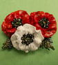 RED & WHITE POPPY BROOCH Poppy Pin Red Wedding Lapel Flower HANDMADE HANDPAINTED - Image 5