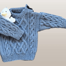 Hand Knitted Cable Pattern Jumper In Wool Blend Yarn - Fits Age 6-12 months