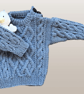 Hand Knitted Cable Pattern Jumper In Wool Blend Yarn - Fits Age 6-12 months
