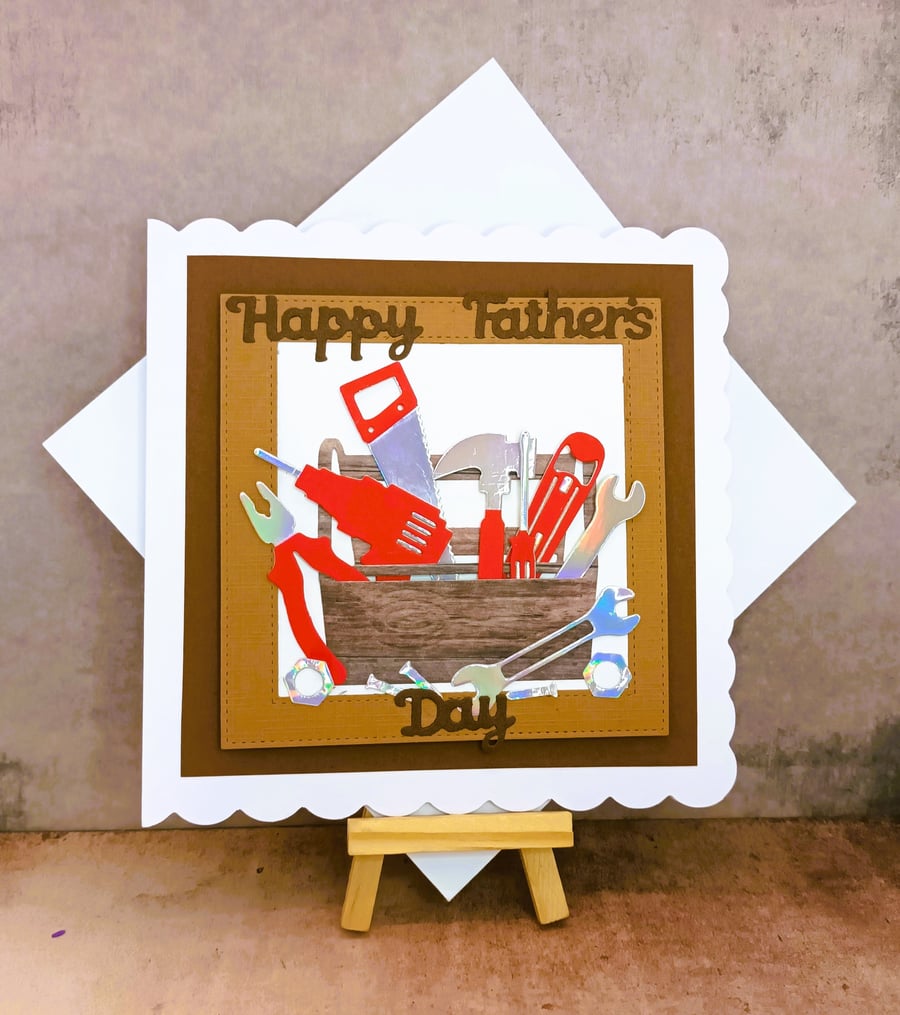 Masculine handcrafted tool box Father's day card Folksy
