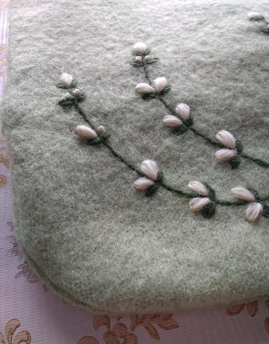 Apple green vintage wool hot water bottle cosy