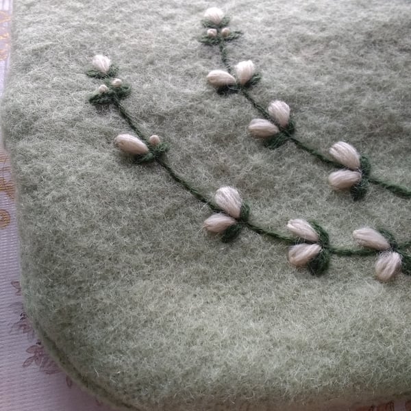 Apple green vintage wool hot water bottle cosy