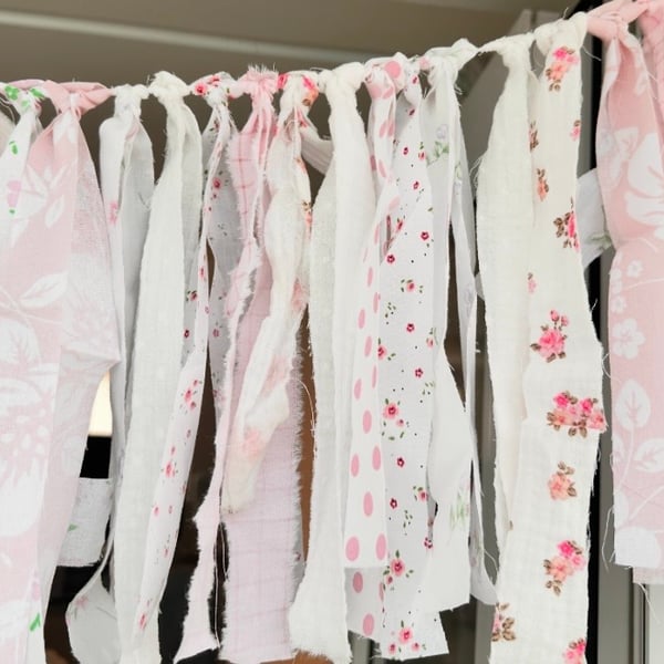  Shabby chic boho rag tie garland 