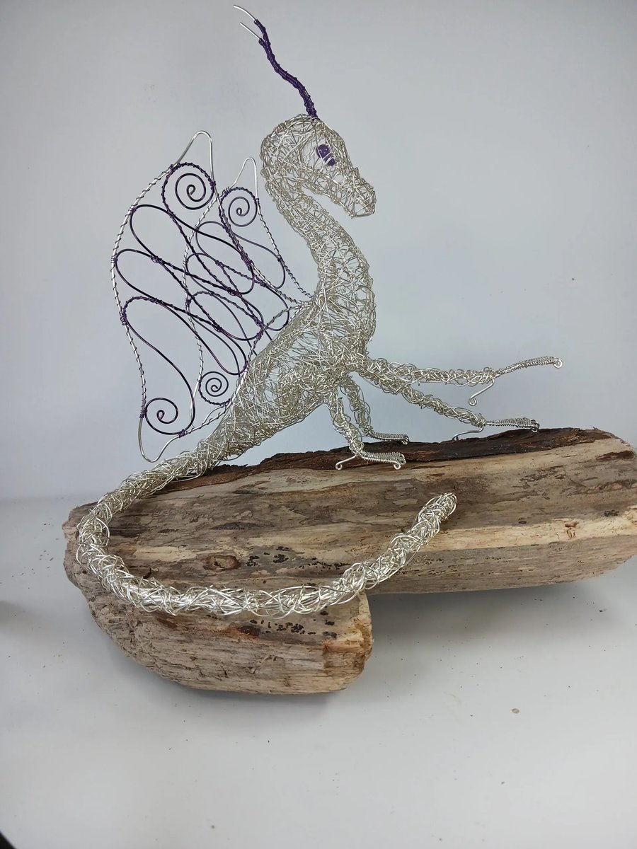 Wire Dragon Sculpture - Silver
