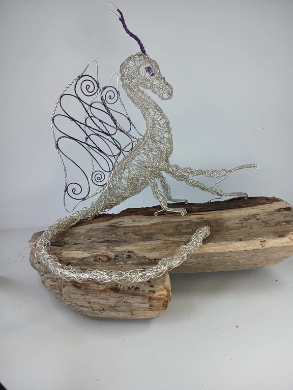 Wire Dragon Sculpture - Silver