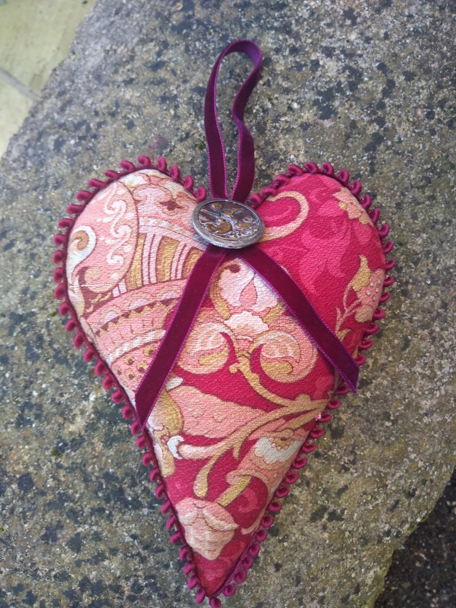 An Antique Fabric Lavender Love Heart