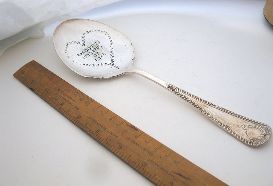 Mahoosive Spoonful of Love, Hand Stamped Serving Spoon, Seconds Sunday