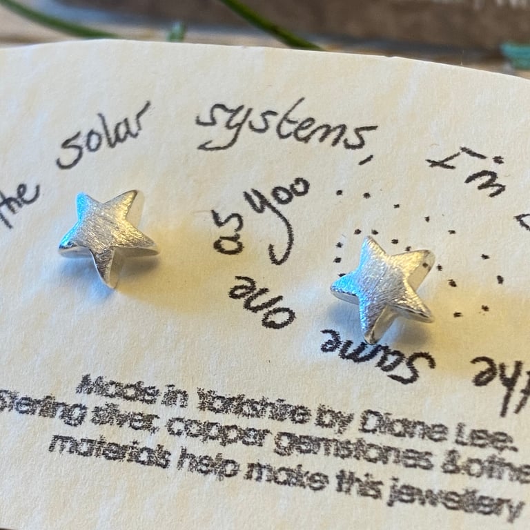 Chunky Star Stud Earrings, sterling silver. Posts. 