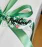 Personalised hand lettered acrylic Christmas gift tag keyring