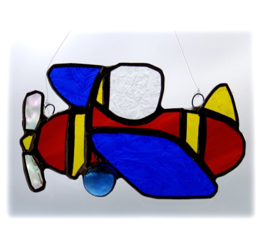 Aeroplane Suncatcher Stained Glass Red Baron Flying