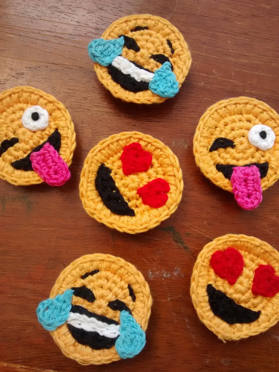 Set of 3 Crochet Emoji Magnets