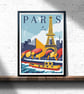 Paris travel print, Paris retro city print, France travel poster - Image 1