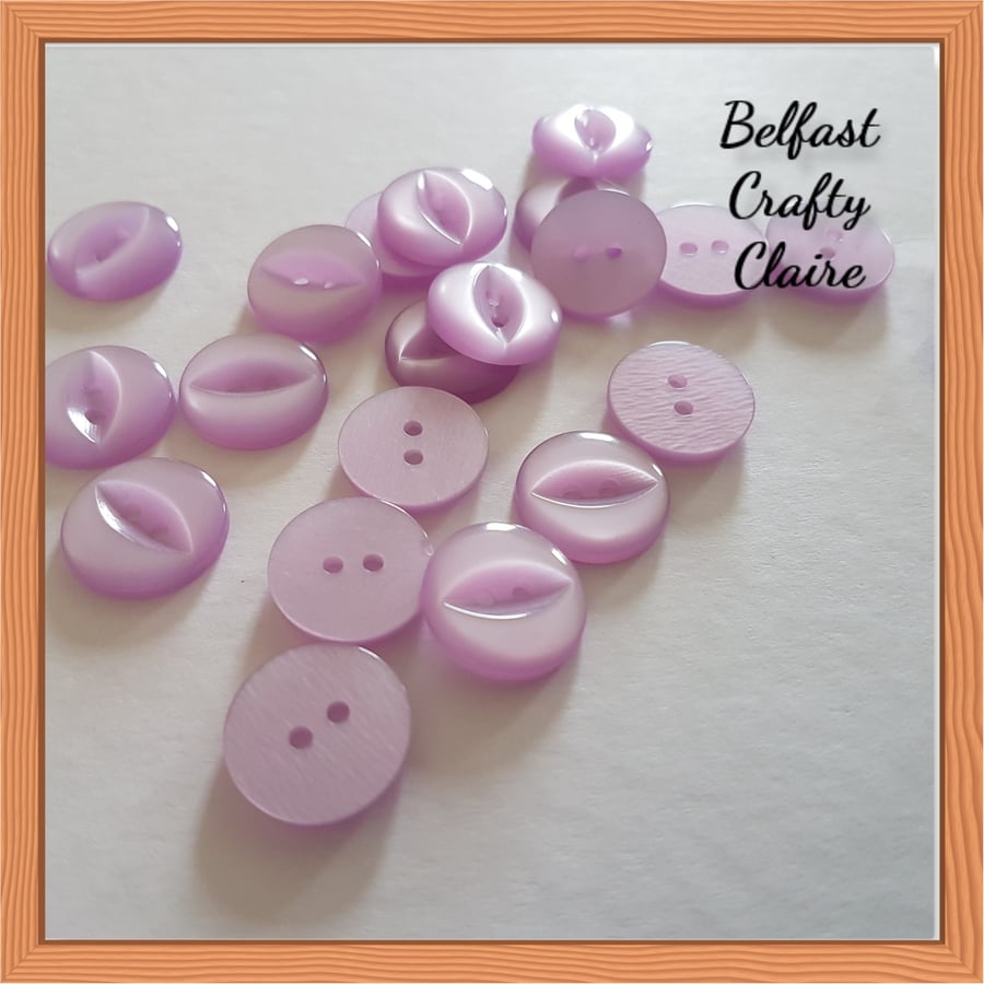 Fish Eye Style - Resin Buttons - LILAC - 4 Sizes Available