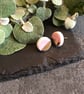 Ceramic button earrings - Powder pink - Image 1