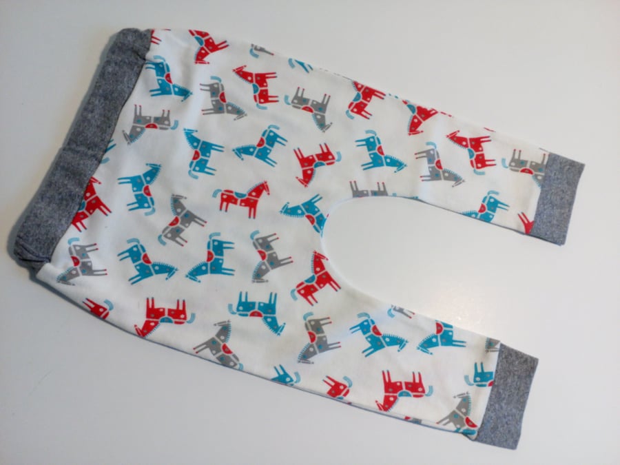 Leggings, 6-12 months, slouchy leggings, Horses design, baby trousers