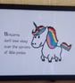 Unicorns Don't Lose Sleep – Handmade Unicorn Cross Stitch – Black Frame 8x10