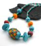 turquoise spot lampwork glass beaded necklace - Image 3